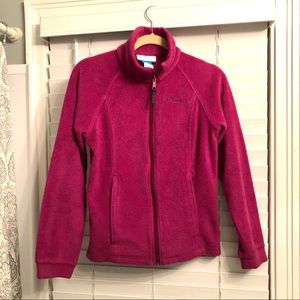 Columbia Fleece Girls Zip Up Full Jacket Large L 14 16 Pink